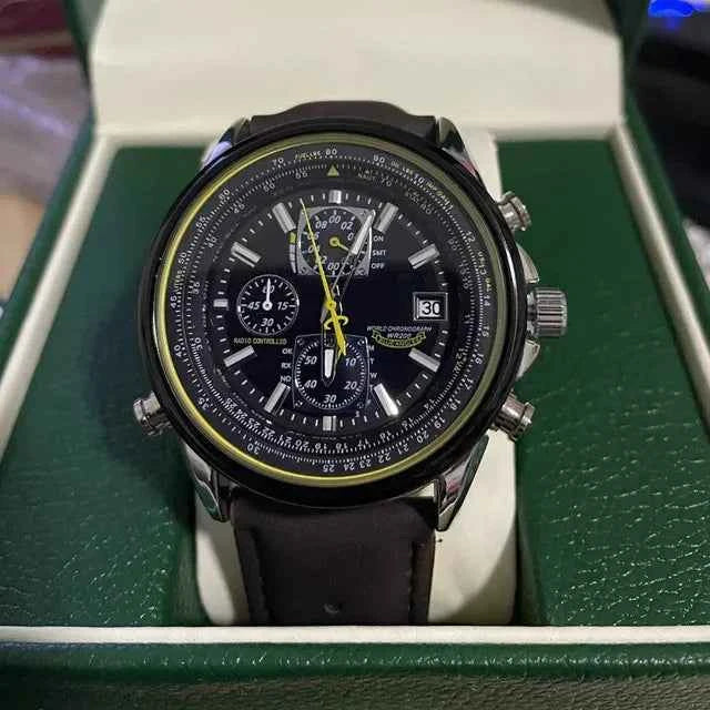 Orologio cronografo da uomo MultiSteel, cinturino in pelle, elegante e preciso - Cintura a 4 bottoni color caffè - chronographe cross-from-marche-lino-15830596813149 cuir montre multisteel multisteel montre New-google overig - Concept Palermo