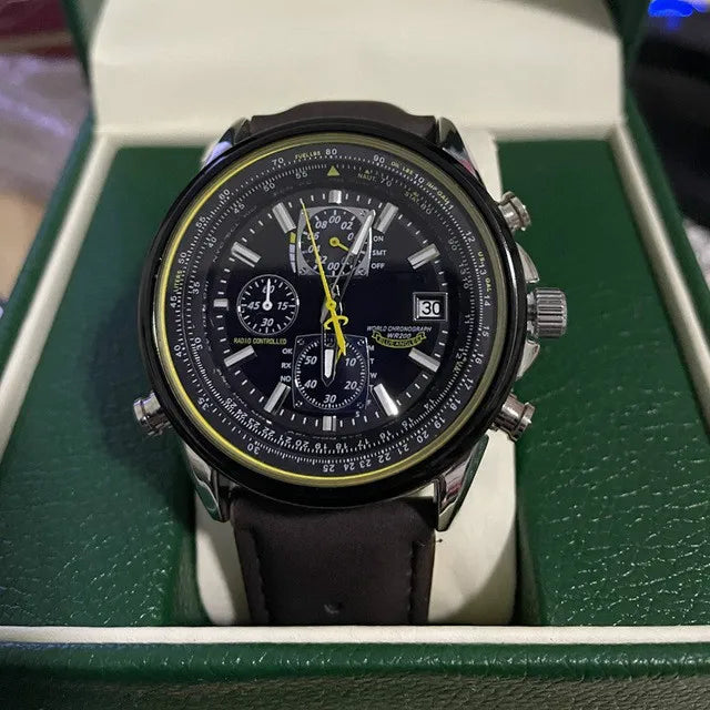 Orologio Cronografo da Uomo MultiSteel - 42mm Acciaio Inossidabile - Pelle Marrone Caffè/Nera