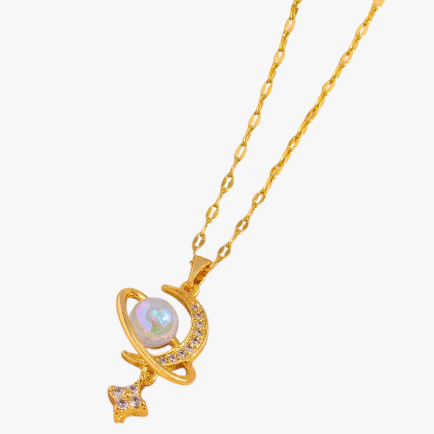 Collana romantica in acciaio inossidabile con luna e stella - - acciaio collana collana romantica elegant womens necklaces inossidabile jewelry luna necklace NECKLACES Necklaces for Women romantica stella - Concept Palermo