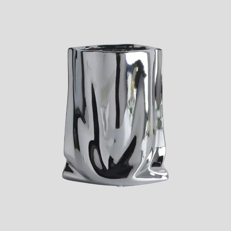 Vaso decorativo in ceramica argentata Accessorio Per la Casa - argento-S - accessoire de maison argentée arrangement floral cross-from-marche-lino-15813837750621 céramique décoratif décoration intérieure fleurs New-google style moderne vase vase argenté vase centre de table vase décoratif vase en céramique vases - Concept Palermo