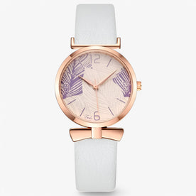 Orologio Digitale Donna al Quarzo Elegante con Motivo Foglia - Bianca - alla cinturino digitale donna female watch foglia Linen moda motivo orologio watch for women Women - Concept Palermo