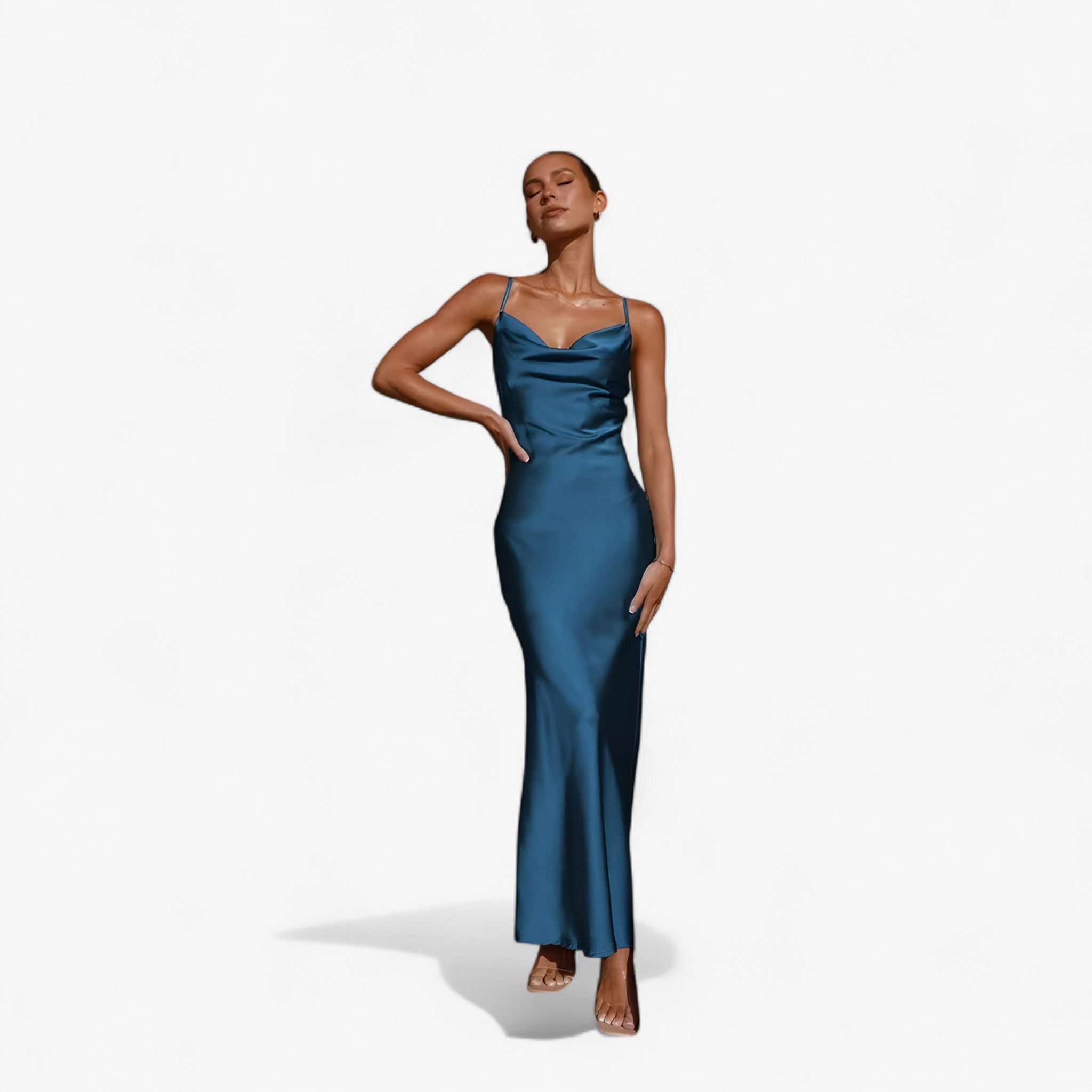 Abito Lungo da Uomo in Seta e Pelle, Elegante e Morbido - Blu - abito abito seta dianne | abito lungo in seta - €25 pelle seta uomo - Concept Palermo