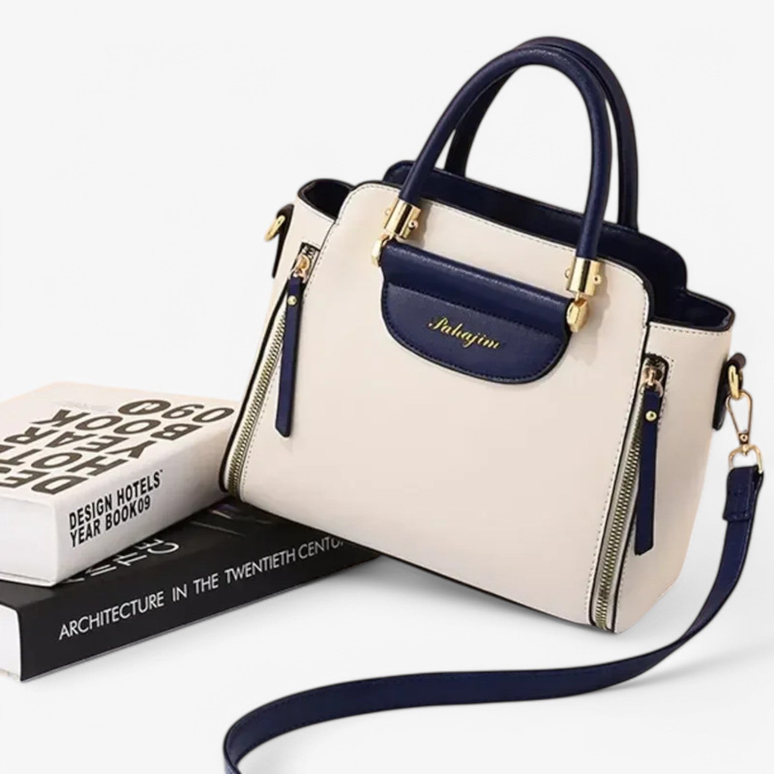 Borsa Donna Grande in Pelle PU Nera/Beige Elegante per Lavoro, Ufficio, Università - - Bags borsa borsa mano chic contrasto handbags lavoro mano professionale women bags - Concept Palermo