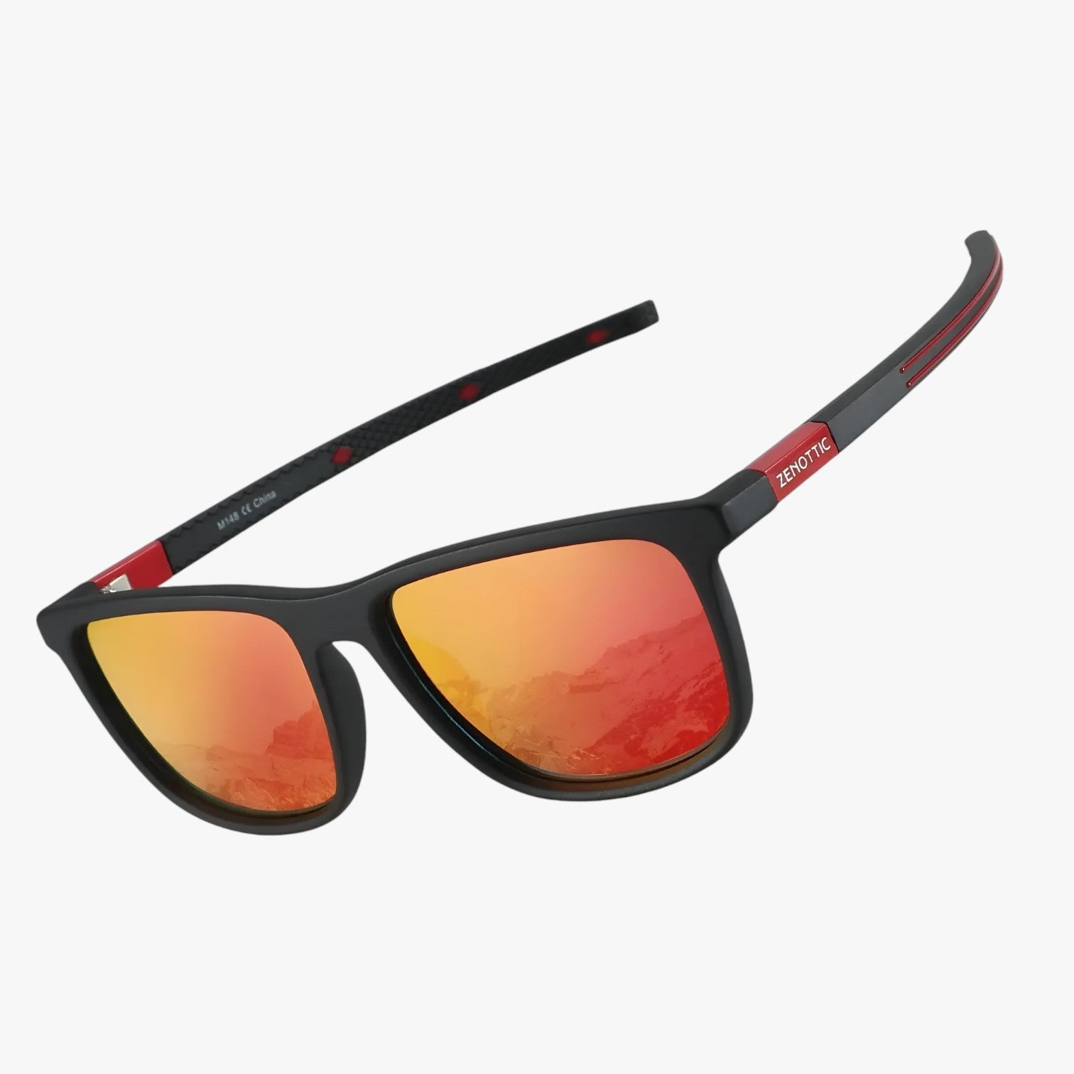 Occhiali da sole quadrati polarizzati – protezione UV leggera Uomo - Lente specchiata rossa ZNOTTIC - leggera mens sunglasses occhiali occhiali sole polarizzati protezione quadrati sole sunglasses - Concept Palermo