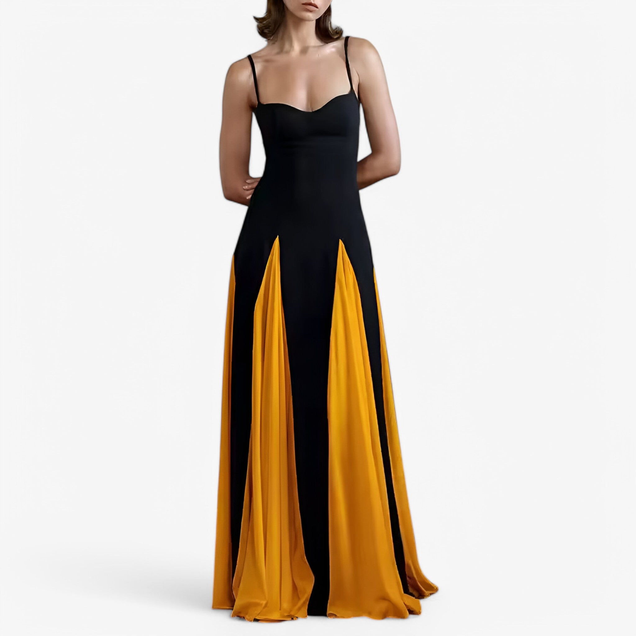 Abito da Sera Donna Elegante Spalle Scoperte, Vestito Lungo Cerimonia in Raso Nero - - abito abito sera donna dresses scoperte sera spalle - Concept Palermo