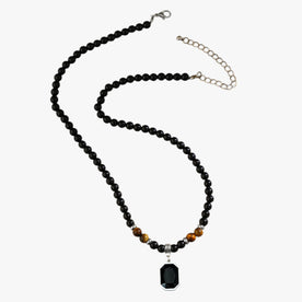 Stile audace al collo - Collana con perline nere e ciondolo quadrato per uomo Pelle Lana - Nero - audace ciondolo collana collo jewelry lana Men Mens fashion necklace necklace for men nere pelle Wool - Concept Palermo