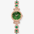 Reloj de mujer con piedra y correa verde oro