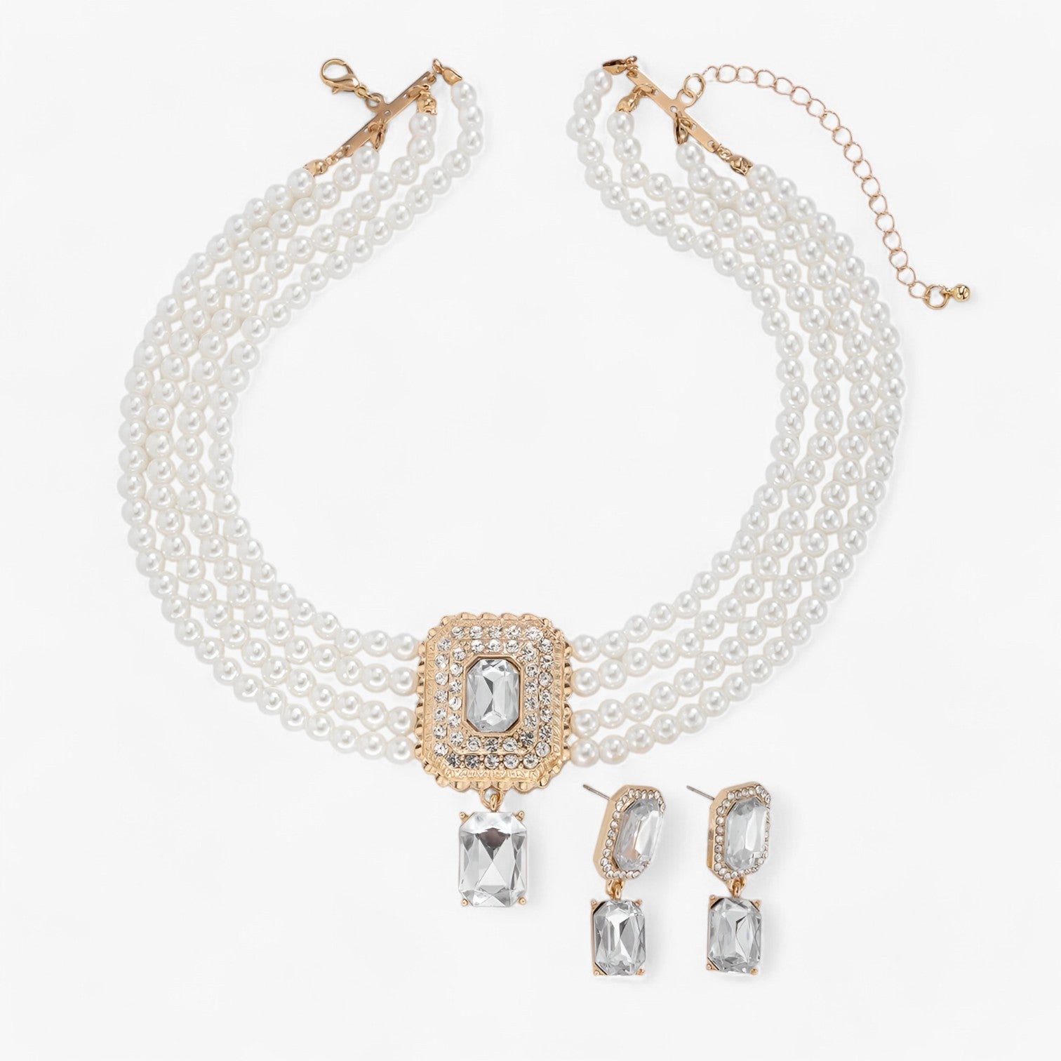 Eleganza Retro Lattaceo: Set di gioielli a più strati con perle per donne Lana Donna - Colore oro trasparente - Accessories Jewelry donna donne eleganza eleganza retro Gift Gifts for women gioielli jewelry lana lattaceo women - Concept Palermo