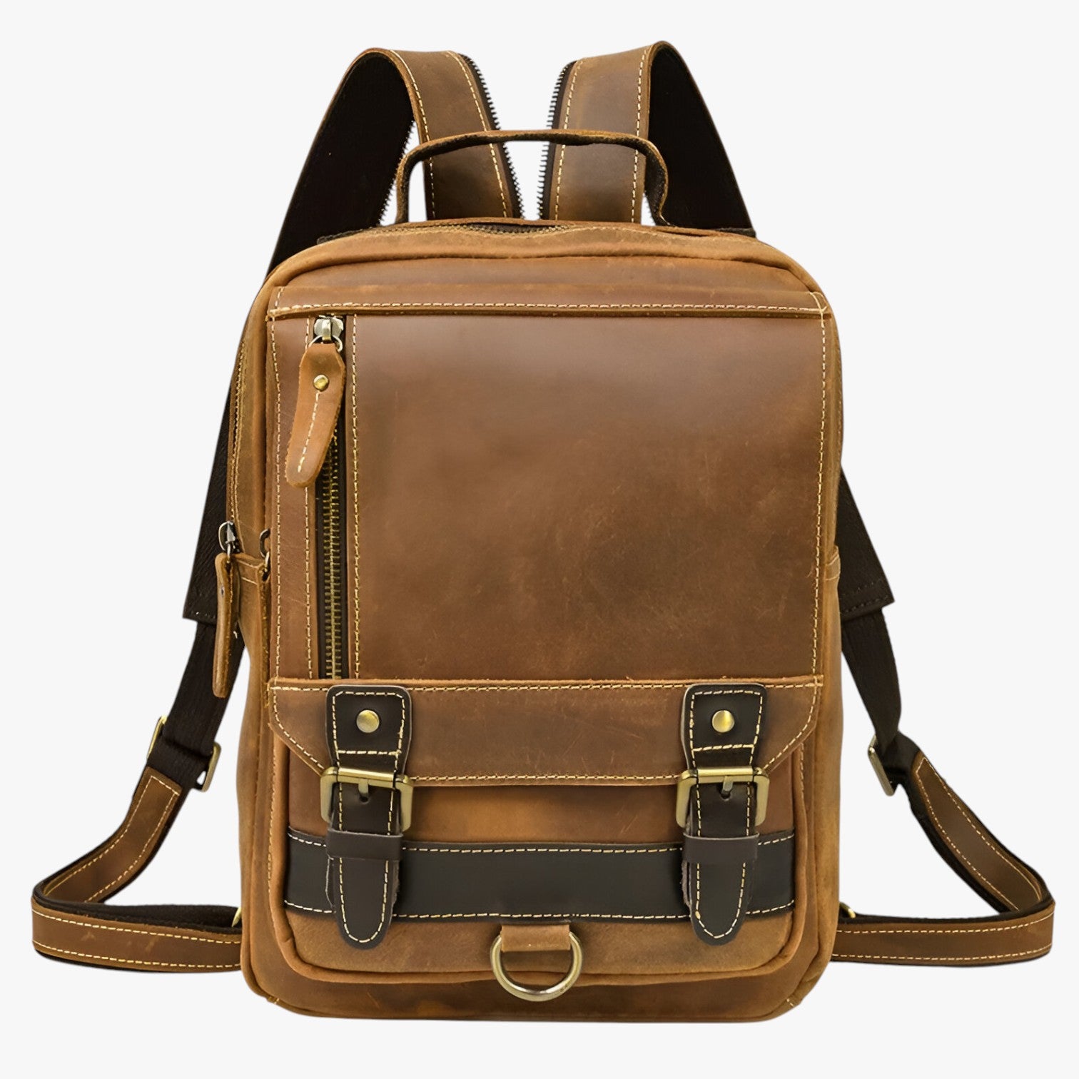 Zaino in pelle vintage a doppio uso - 1038-marrone rossiccio - Bags bags for men doppio pelle vintage zaino zaino pelle - Concept Palermo
