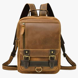 Zaino Vintage in Vera Pelle Marrone, Doppio Uso, Uomo/Donna, Stile Retrò - 1038-marrone rossiccio - Bags bags for men doppio Linen pelle Unisex vintage zaino zaino pelle - Concept Palermo