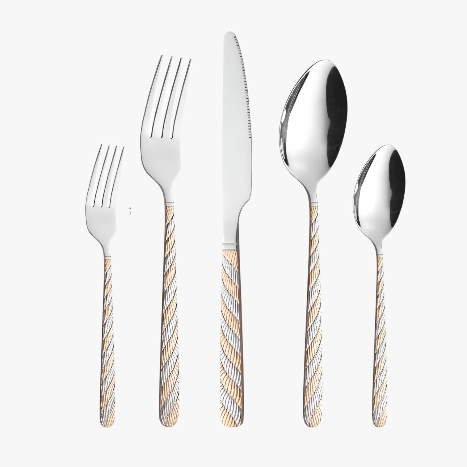 Set di posate intrecciate in acciaio inox Uomo - Colore foto oro - acciaio inox intrecciate Kitchen kitchen & dining kitchen utensil posate posate intrecciate uomo - Concept Palermo