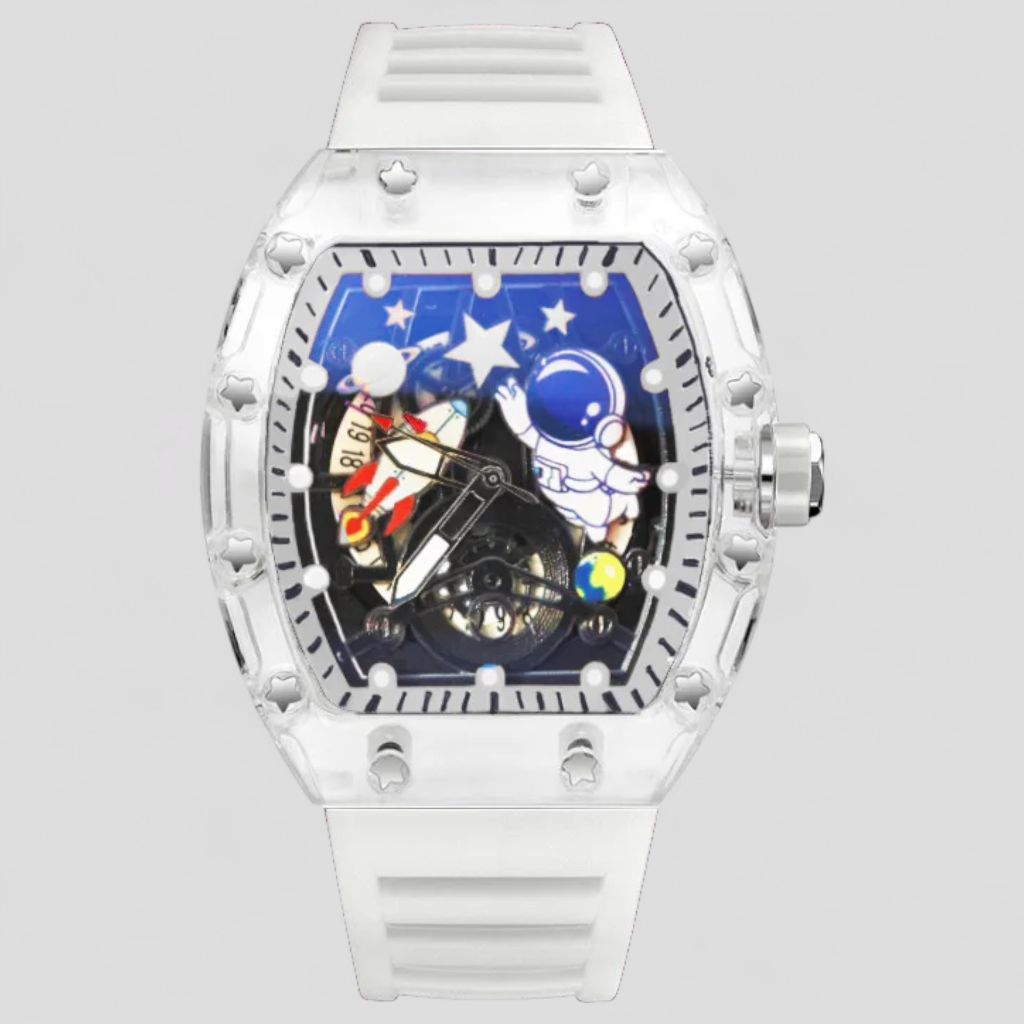 Orologio Meccanico Uomo Estivo Personalizzabile, Cassa Acciaio, Cinturino in Tessuto - Grigio freddo bianco - estivo meccanico orologio orologio meccanico personalizzato uomo watch for men watch for women watches WATCHES FOR MEN - Concept Palermo
