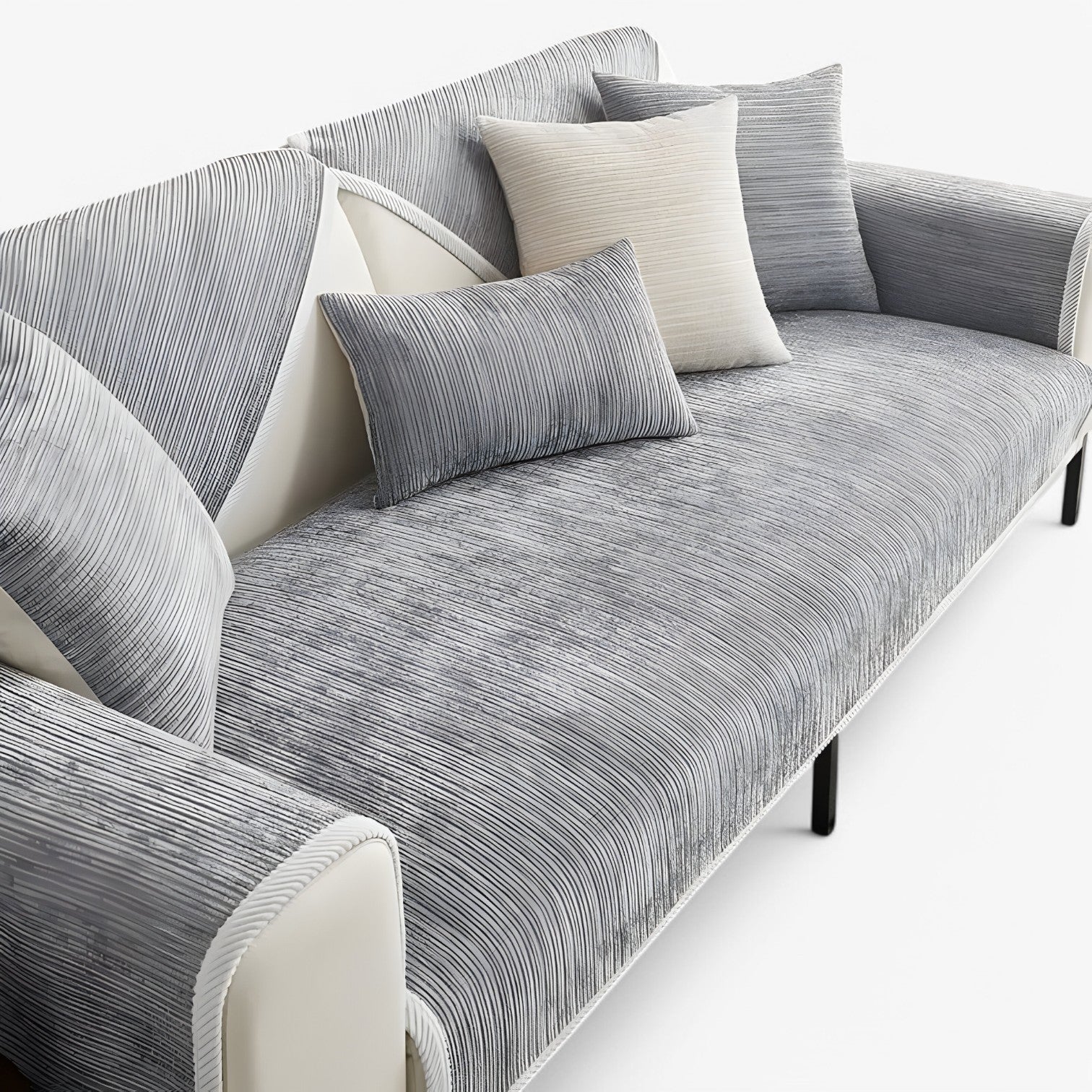 Copertura per Divano in Chenille Rigata – Protegge e Abbellisce il Tuo Divano - Grigio chiaro - abbellisce chenille copertura copertura divano divano Home Home & Garden protegge rigata - Concept Palermo