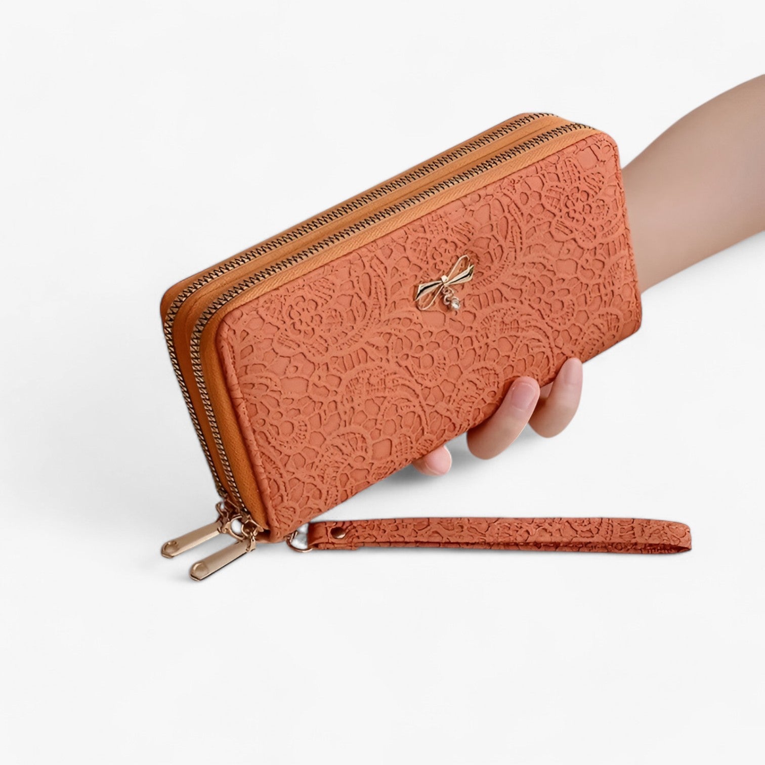 E Capiente con Rilievi in Pizzo - Arancione - capiente capiente rilievi pizzo rilievi wallet wallets womens wallet - Concept Palermo