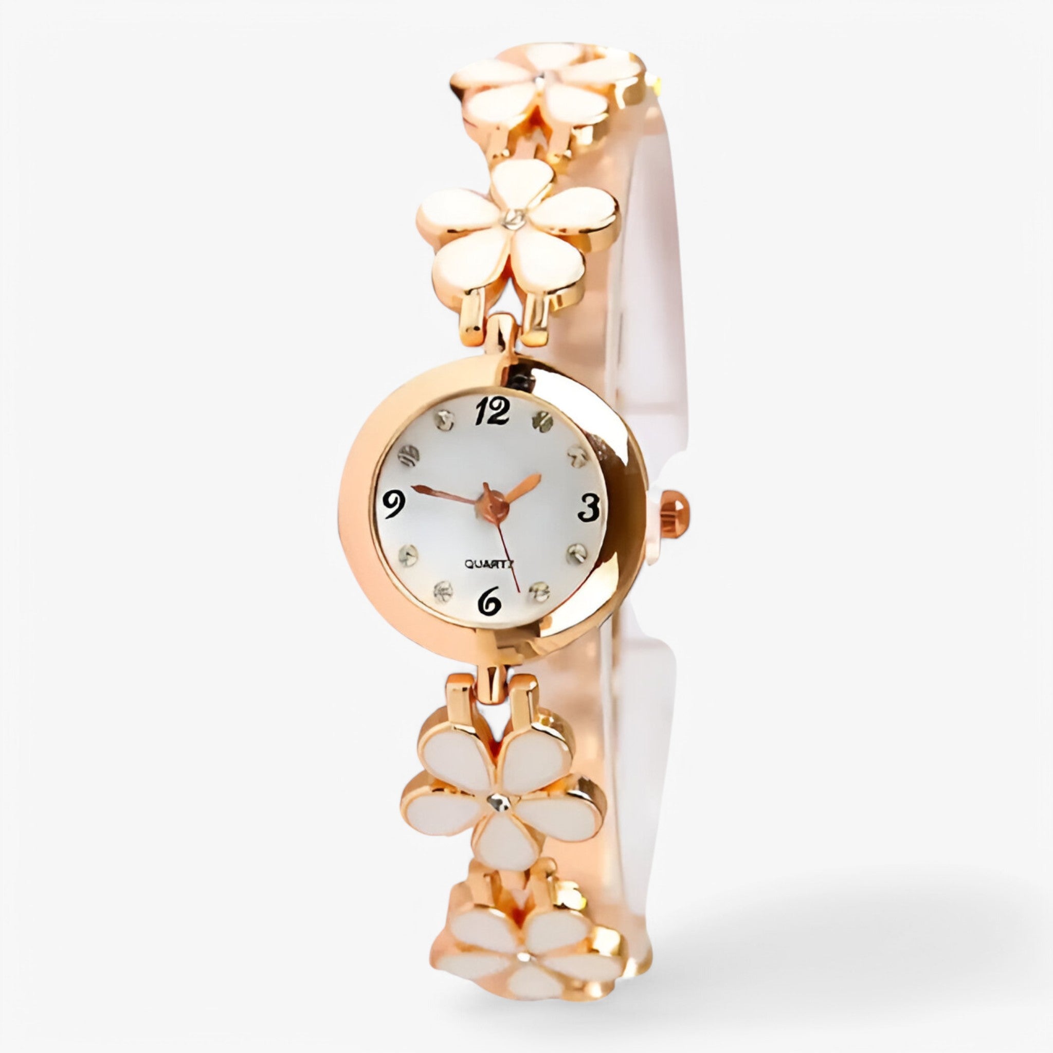 Orologio da polso analogico al quarzo con fiori e biscotti per Donna - Oro - analogico biscotti donna female watch fiori orologio orologio polso polso quarzo watch for women - Concept Palermo