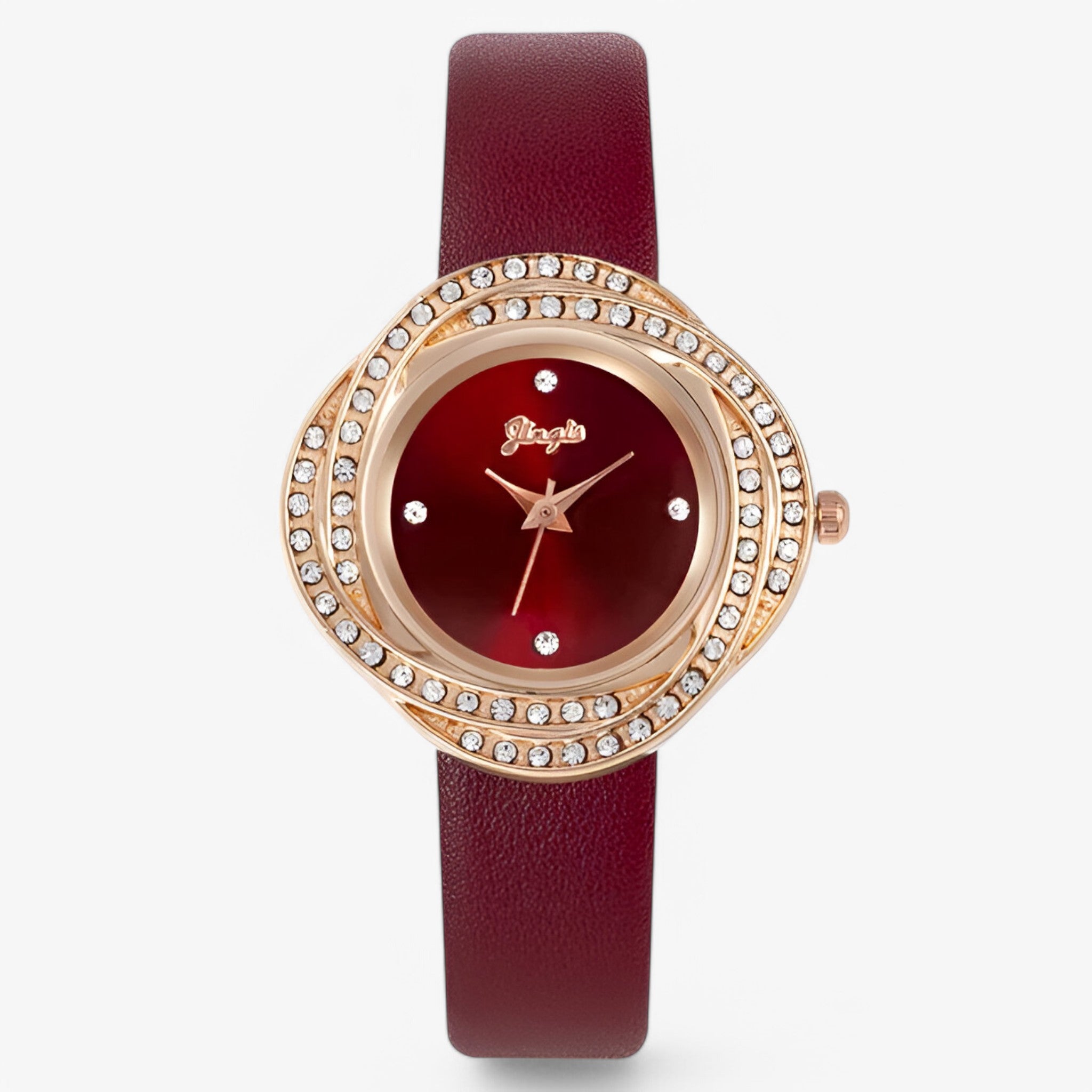 Orologio da donna in pelle con quadrante a strass irregolari - Rossa - donna female watch irregolari orologio orologio donna pelle quadrante strass watch for women watches - Concept Palermo