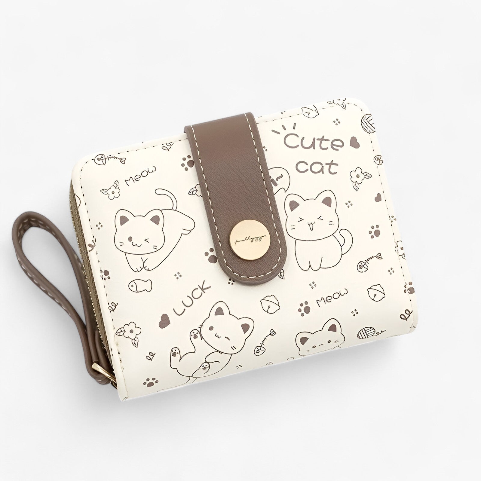Portafoglio Donna con Gattine - Compatto e Multifunzionale - Khaki - compatto donna gattine multifunzionale portafoglio portafoglio donna wallet wallets womens wallet - Concept Palermo