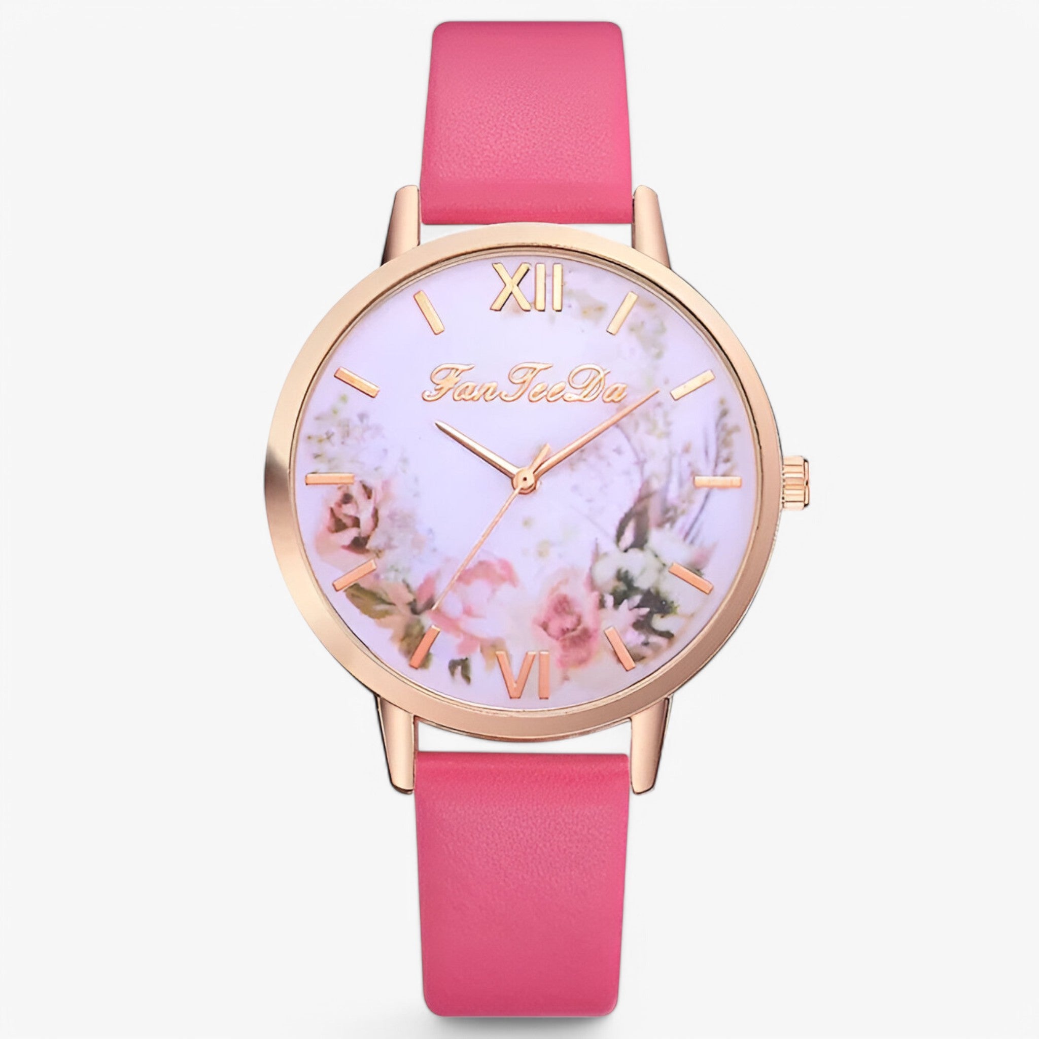 Orologio da donna con cinturino in pelle e design semplice e alla moda - Rosa rossa - alla cinturino design donna female watch moda orologio orologio donna pelle watch for women - Concept Palermo