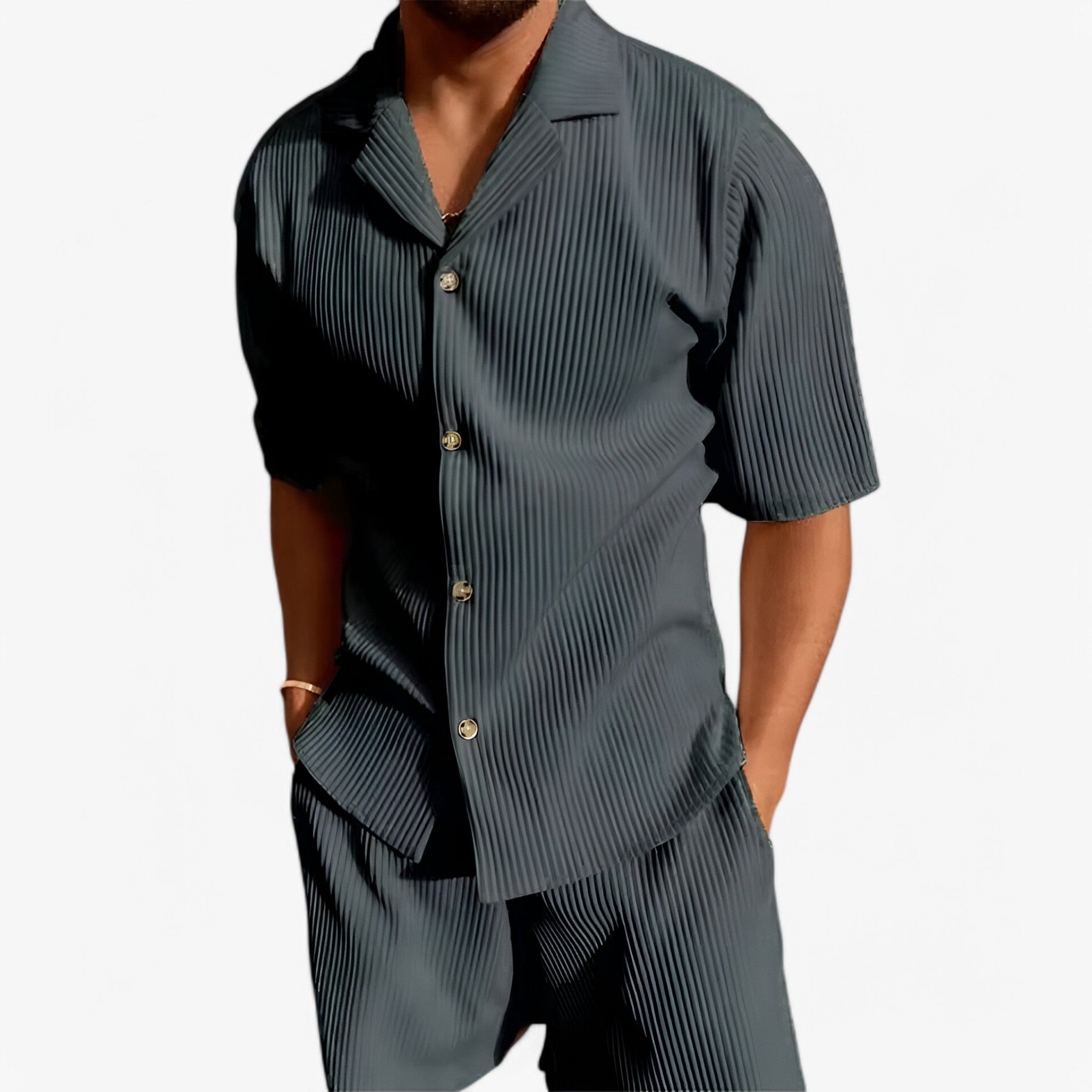 Tuta Casual in Velluto a Coste Uomo - Grigio scuro - casual coste men's top clothes tuta tuta casual uomo velluto - Concept Palermo
