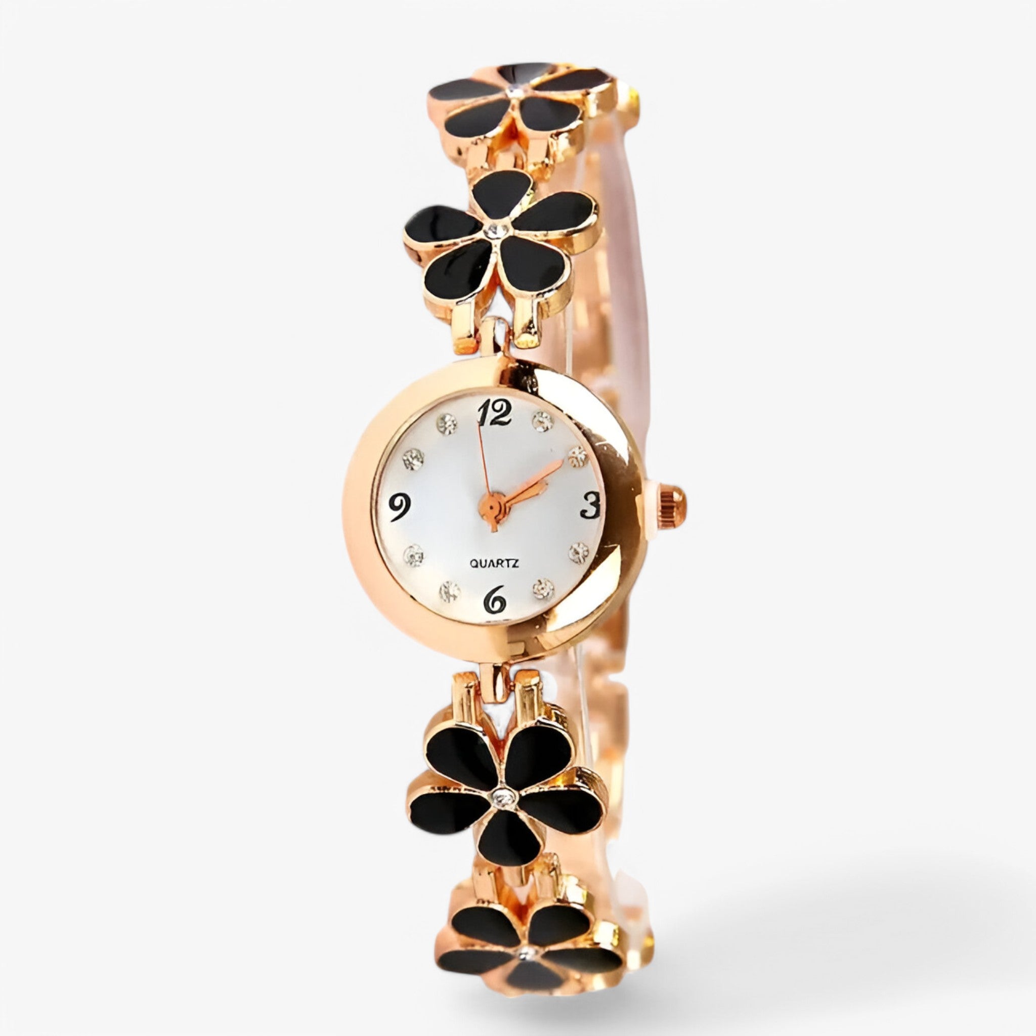 Orologio da polso analogico al quarzo con fiori e biscotti per Donna - Nera - analogico biscotti donna female watch fiori orologio orologio polso polso quarzo watch for women - Concept Palermo