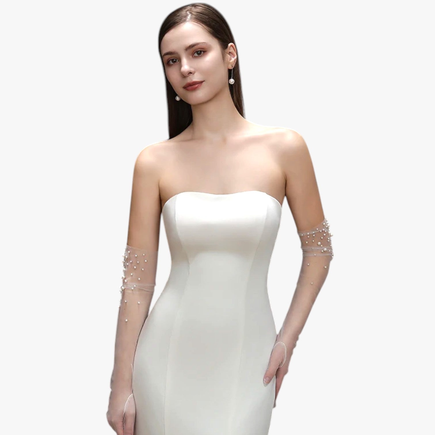 Guanti da Sposa in Tulle con Perline Raffinatezza Lunga e Leggera Rosso Uomo - - gloves guanti guanti sposa leggera lunga perline raffinatezza sposa tulle - Concept Palermo