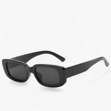 Retro unisex rechthoekige zonnebril met zwarte glazen Heren