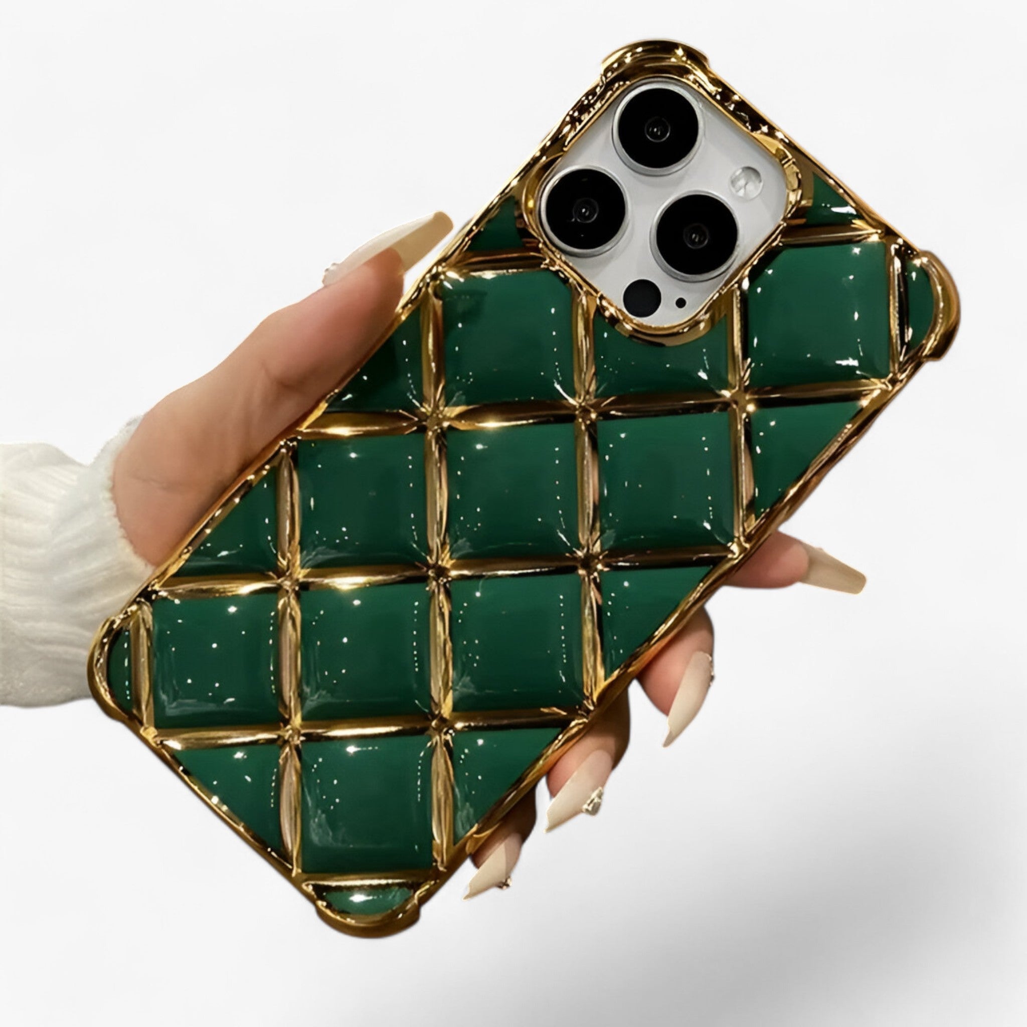 Cover iPhone [Modello] Glitter Diamantata Trasparente Antiurto Rigida in Silicone - Verde - custodia custodia telefono diamond gadgets grid telefono - Concept Palermo