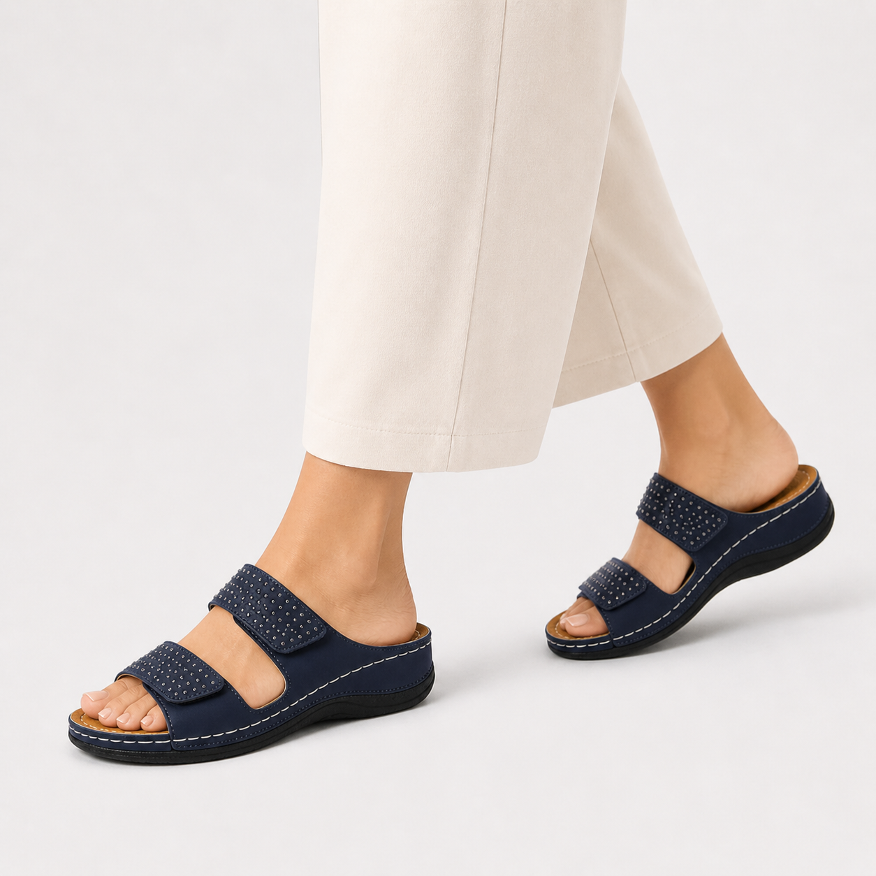 Sandalias con cuña – Comodidad y estilo combinados en piel para mujer