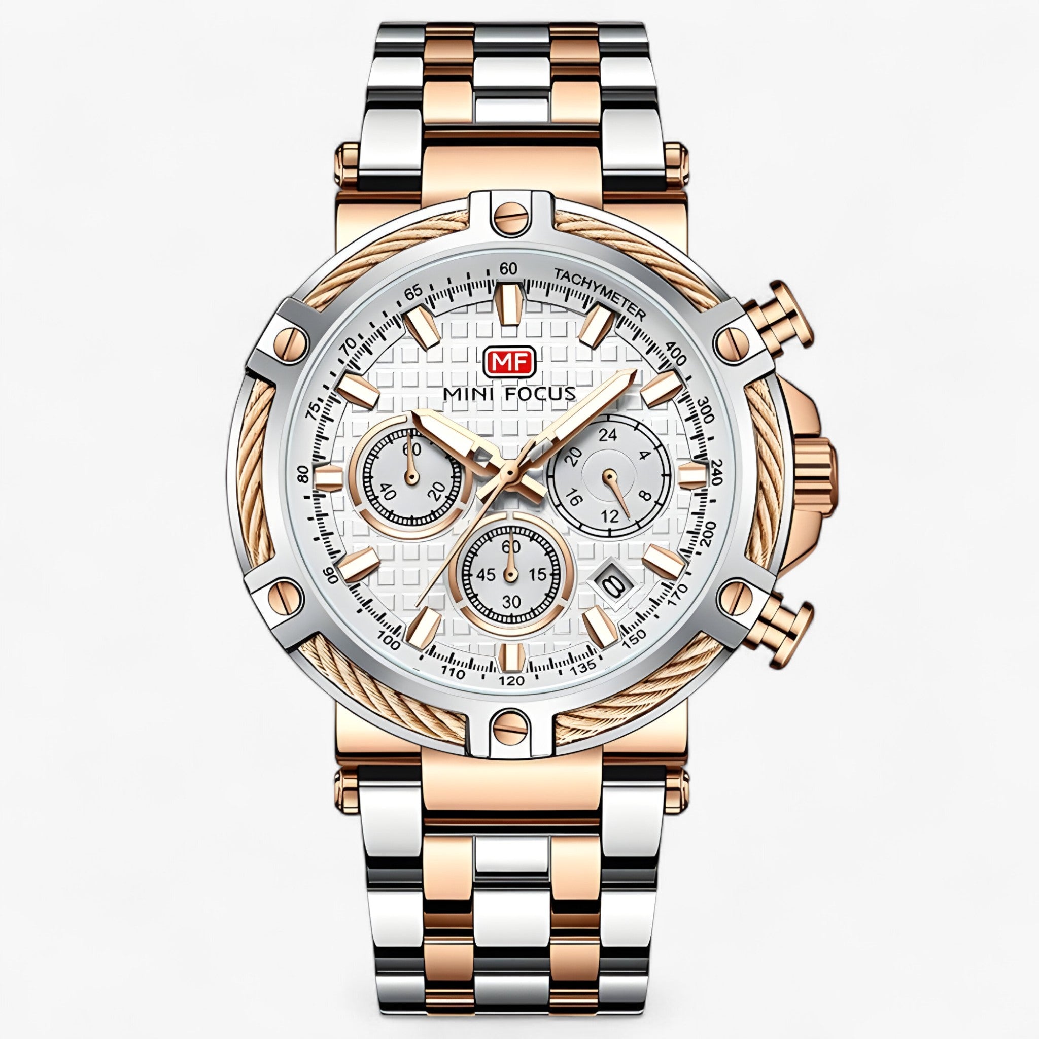 Orologio da Uomo Elegante al Quarzo con Cinturino in Pelle Nera e Cassa in Acciaio Inox - Oro rosa - orologio orologio uomo uomo watches WATCHES FOR MEN - Concept Palermo