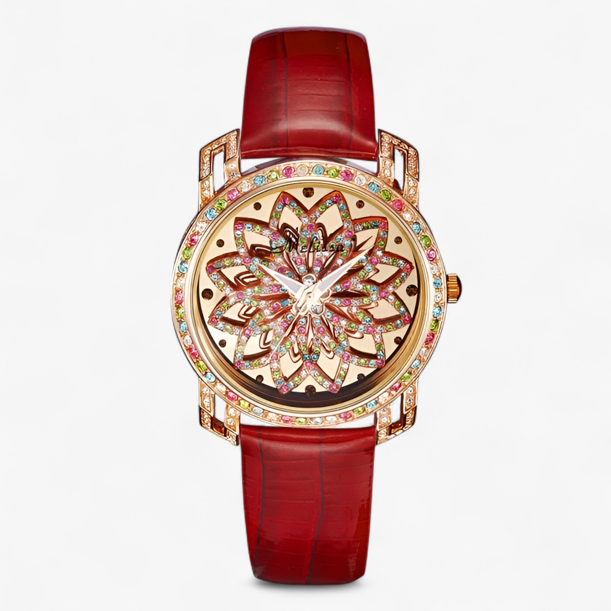 Orologio da donna al quarzo con cristallo a caramella e cinturino in pelle - Rossa - caramella cinturino cristallo donna female watch orologio orologio donna pelle quarzo watch for women - Concept Palermo