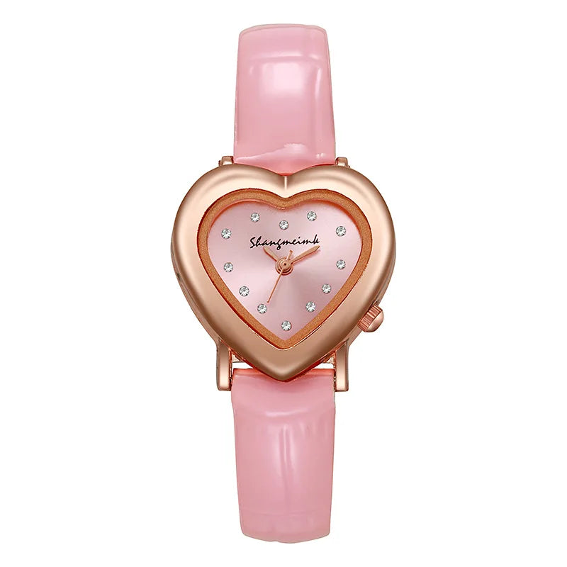 Orologio in oro rosa con quadrante a cuore e cinturino in pelle - Rosa - accessoires cinturino cuore horloges orologio orologio quadrante pelle quadrante watches - Concept Palermo