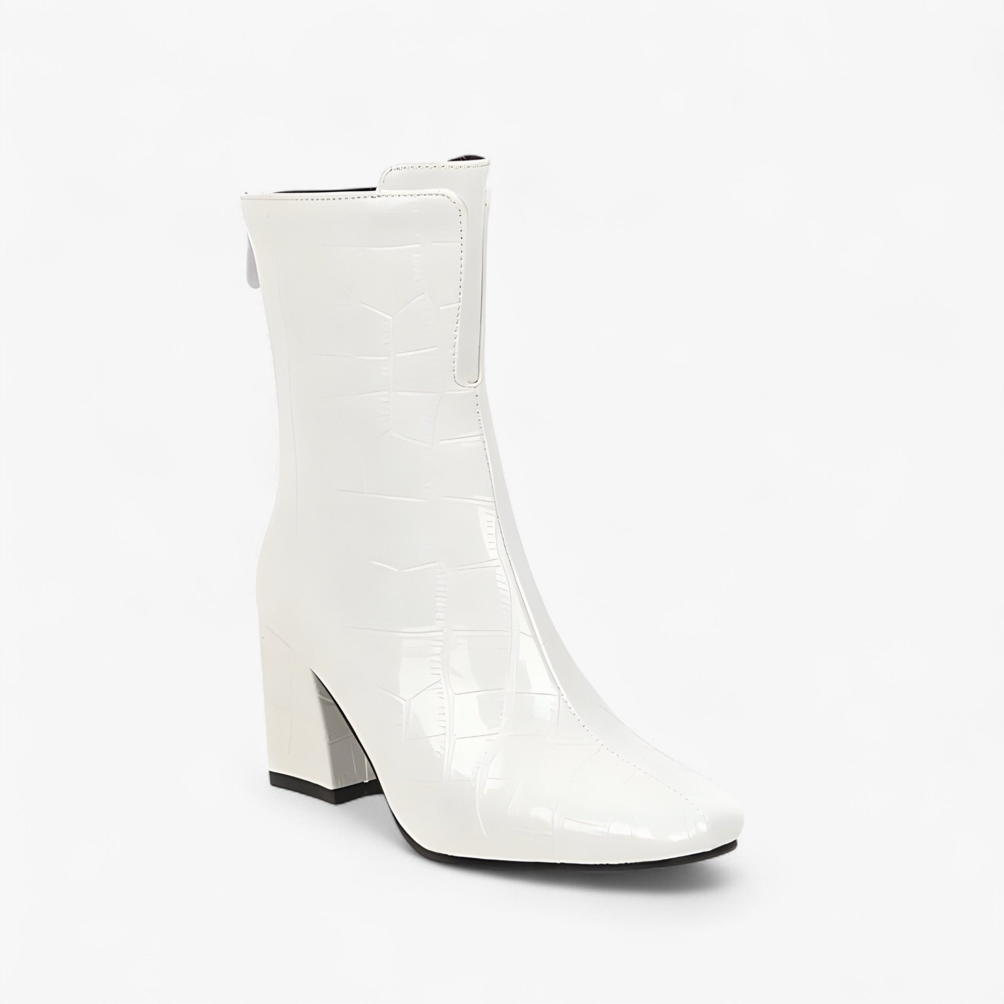 Stivaletti in pelle effetto coccodrillo lucido - Bianca - BOOTS Boots & Shoes coccodrillo effetto lucido pelle shoes stivaletti stivaletti pelle - Concept Palermo