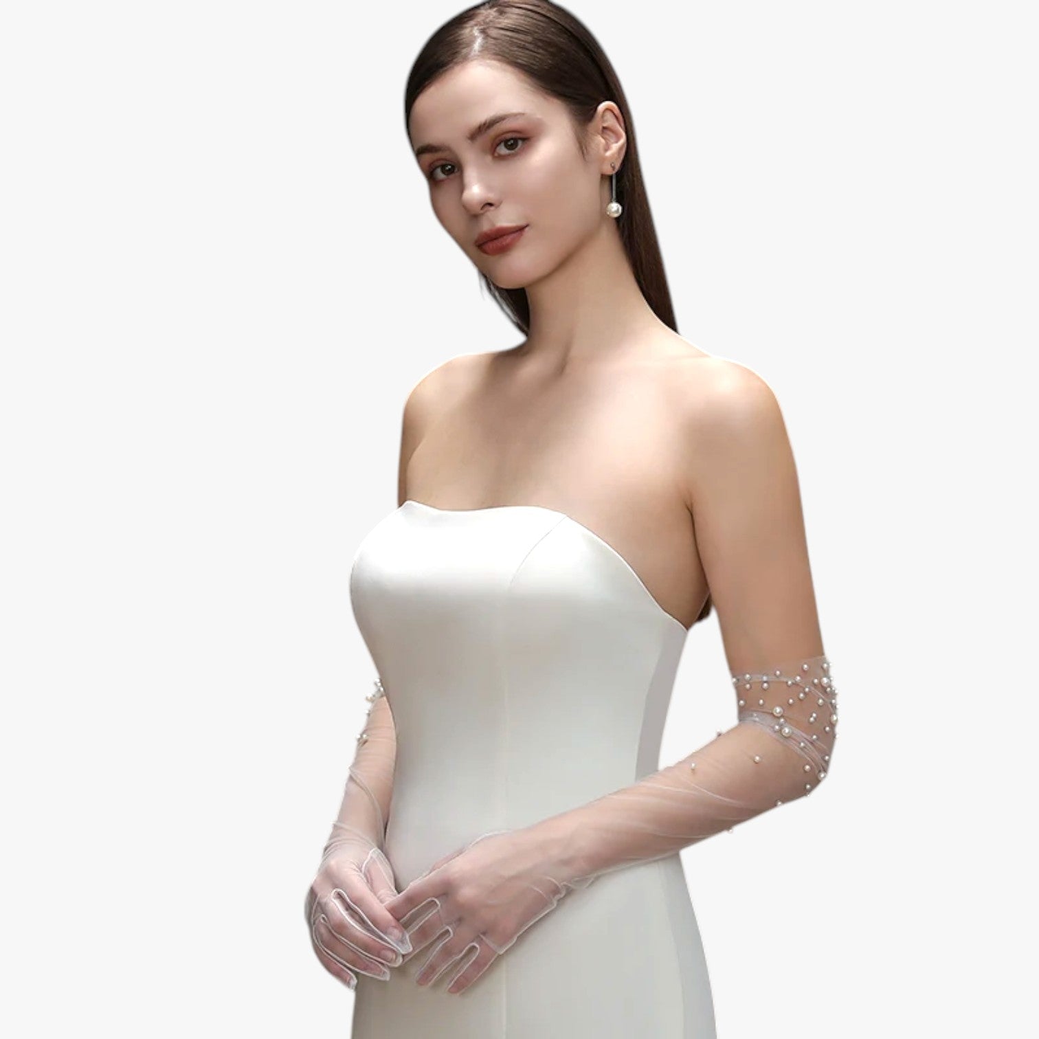 Guanti da Sposa in Tulle con Perline Raffinatezza Lunga e Leggera Rosso Uomo - - gloves guanti guanti sposa leggera lunga perline raffinatezza sposa tulle - Concept Palermo