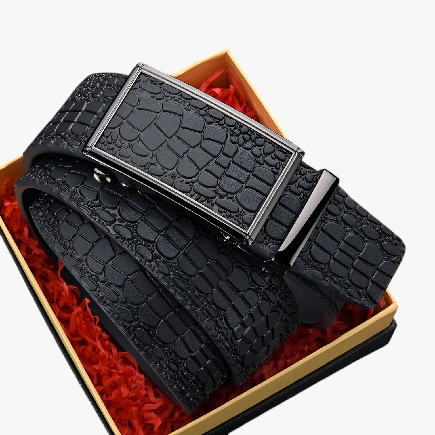 Cintura classica in pelle con texture coccodrillo Uomo - Nero 120cm - Belts belts for men cintura cintura classica classica coccodrillo Mens belt pelle texture uomo - Concept Palermo