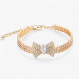 Bling kattenhalsband met strik en kristallen voor heren
