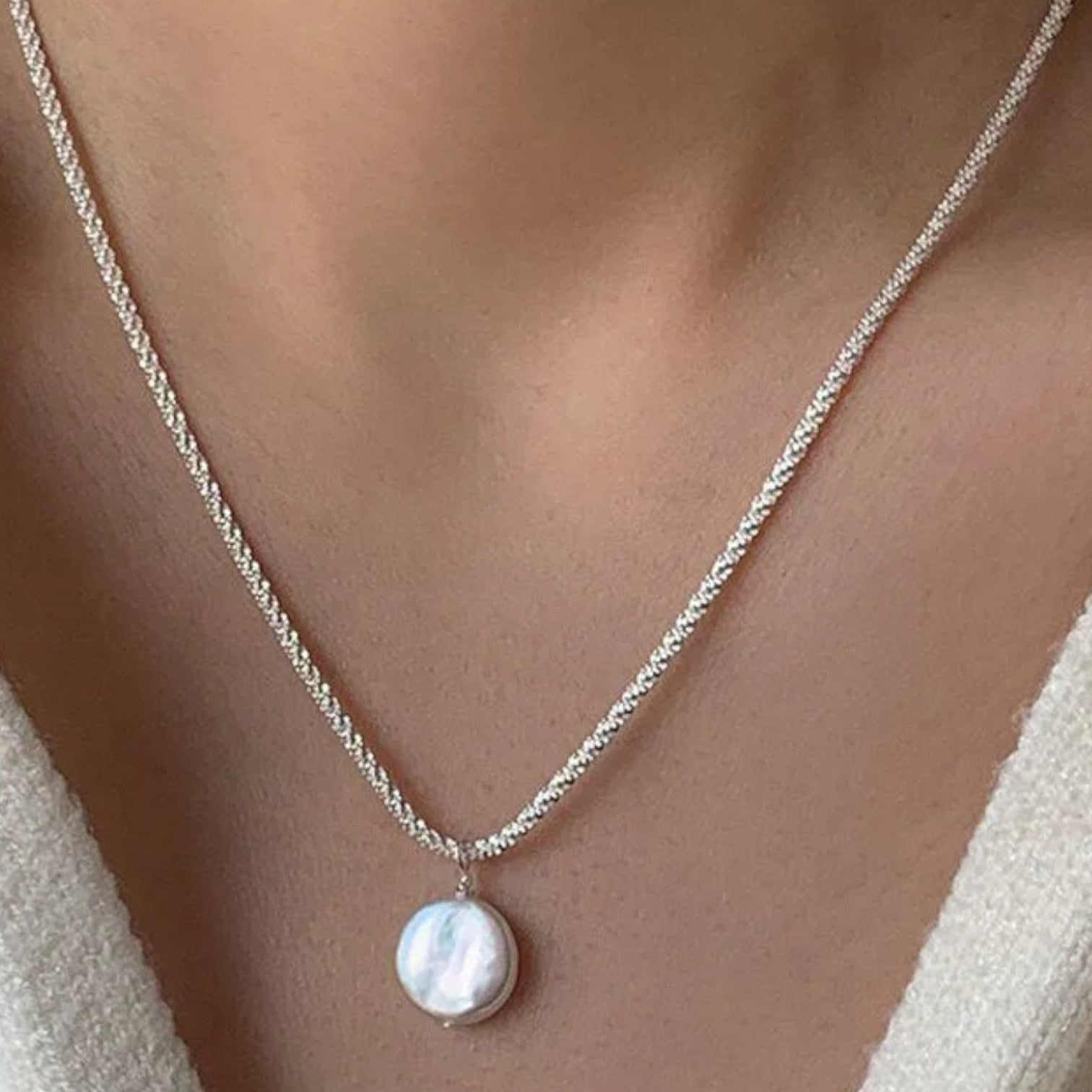 Collana Choker con Perla in Argento 925 - platino - choker collana collana choker elegant womens necklaces Fashion Necklaces jewelry necklace NECKLACES Necklaces for Women perla - Concept Palermo