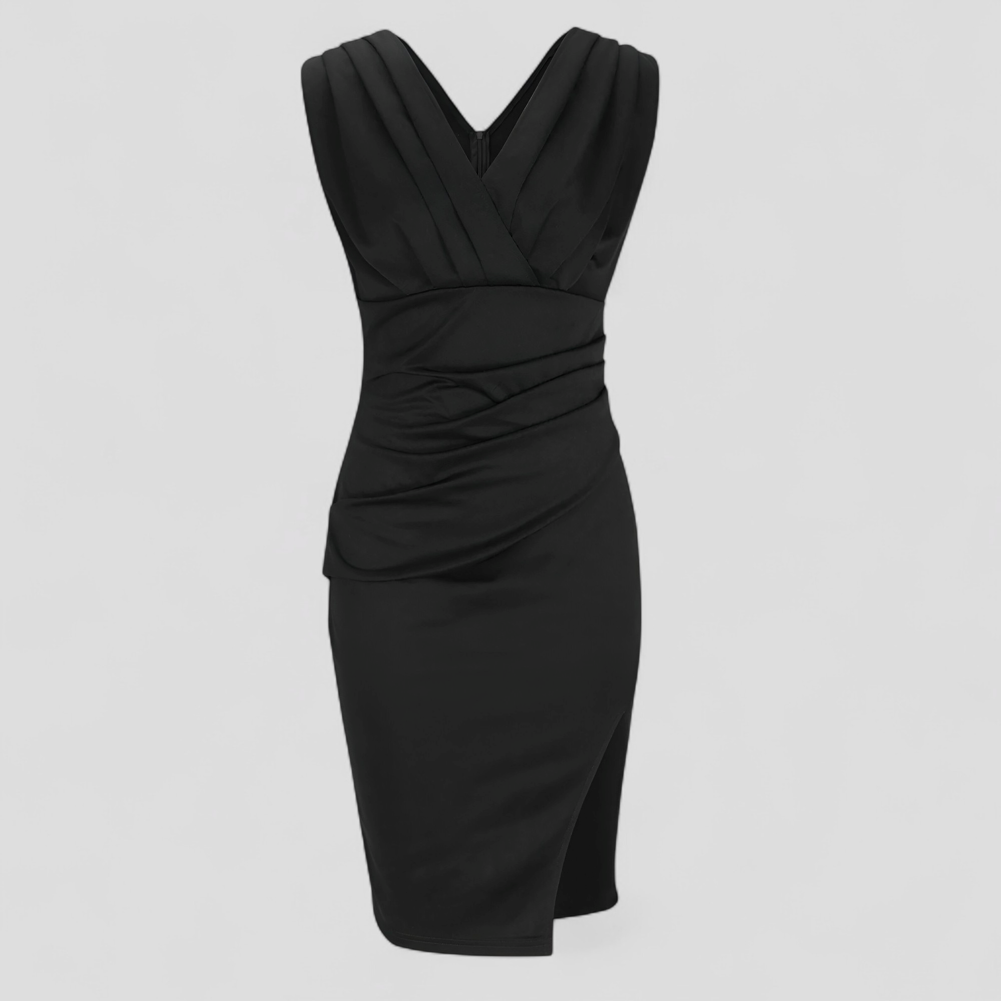Abito da Cerimonia Donna Elegante con Scollo a V, Vestito Lungo da Sera Formale - Nero - abbigliamento chic abiti da gala abito abito affusolato abito elegante abito in tessuto morbido abito per occasioni speciali cerimonia donna dresses hals moda donna elegante vestito con V-hals vestito sensualità ed eleganza vestito versatile - Concept Palermo