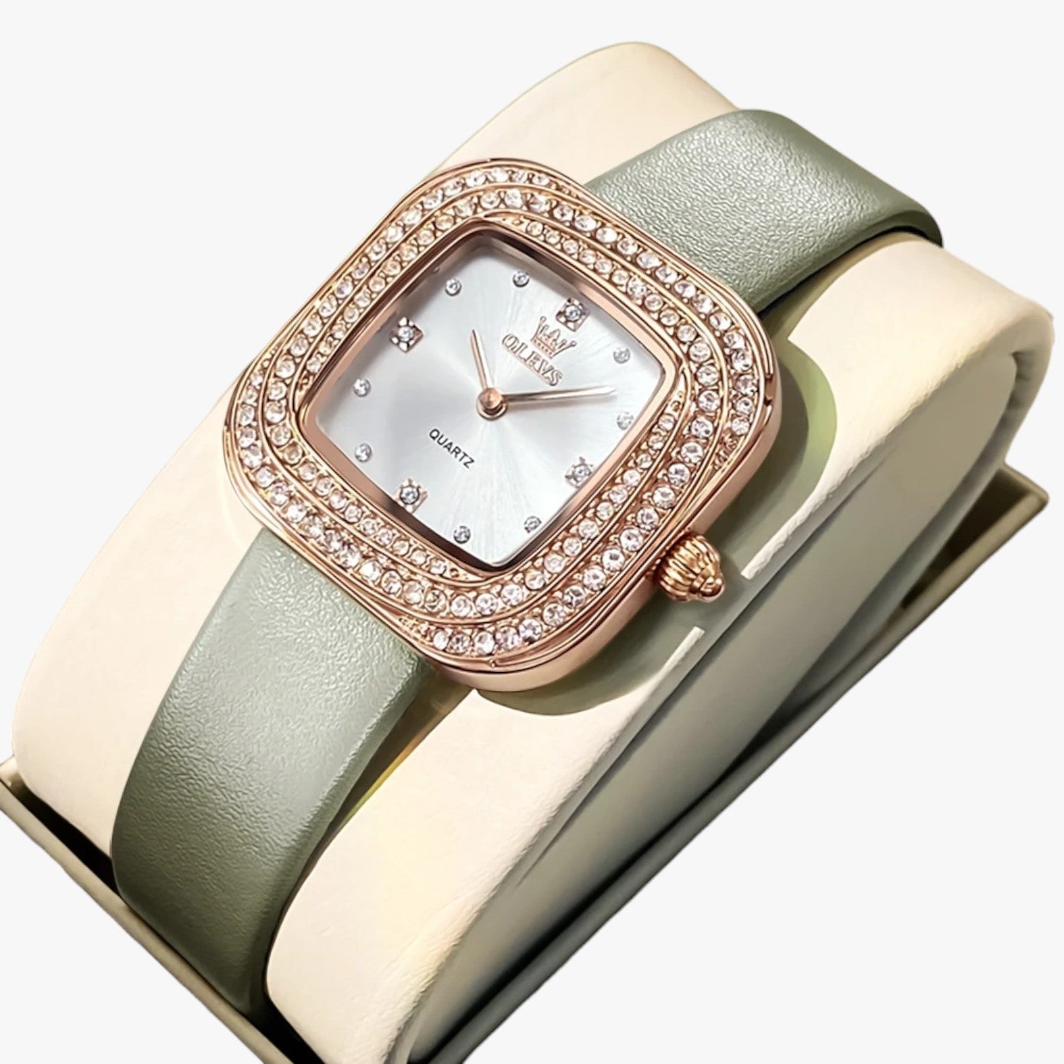 Orologio quadrato in pelle - verde - female watch ladies watch orologio orologio quadrato pelle quadrato watch watch for women watches - Concept Palermo