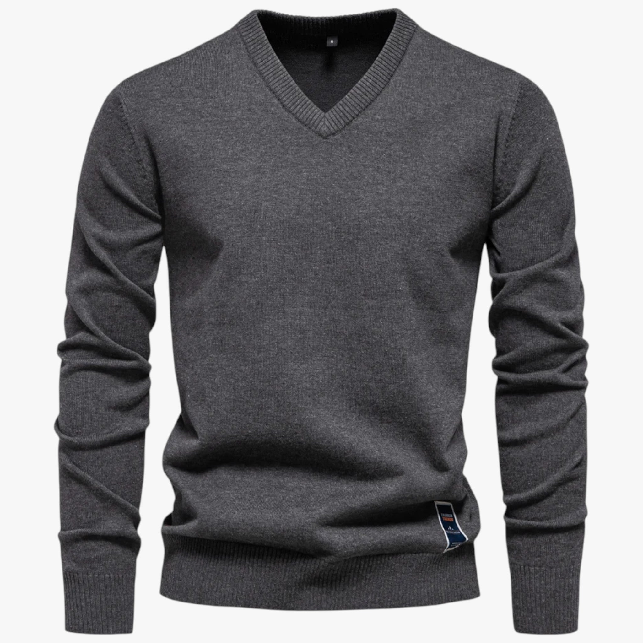 Maglione da Uomo con Scollo a V Cotone - Gris Oscuro S - cotone maglione maglione uomo scollo Sweater uomo - Concept Palermo