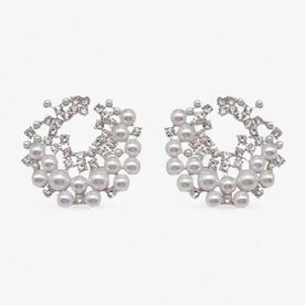 Orecchini a cerchio in argento con perle e zirconi in stile retro luxe - Bianco perla - Accessories Jewelry cerchio EARRINGS jewelry Linen luxe orecchini orecchini cerchio perle retro stile Unisex - Concept Palermo