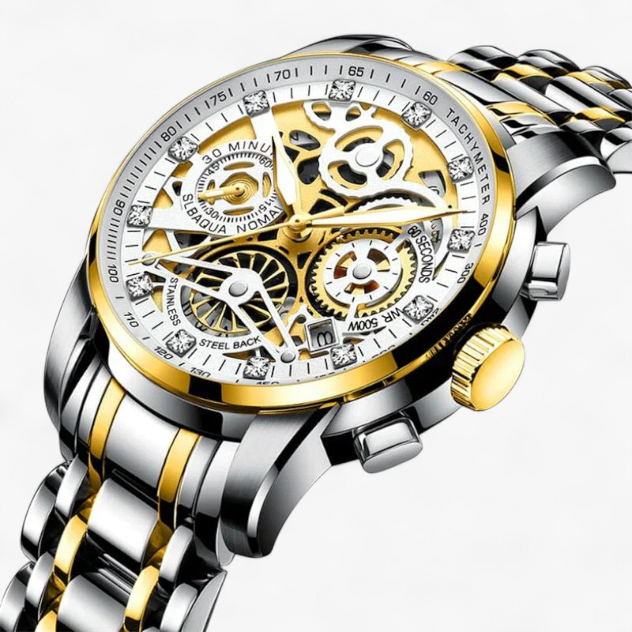 Orologio Uomo Elegante Nero in Vera Pelle, Cassa Acciaio 42mm, Movimento Quarzo - Argento oro - orologio orologio uomo uomo Watches - Concept Palermo