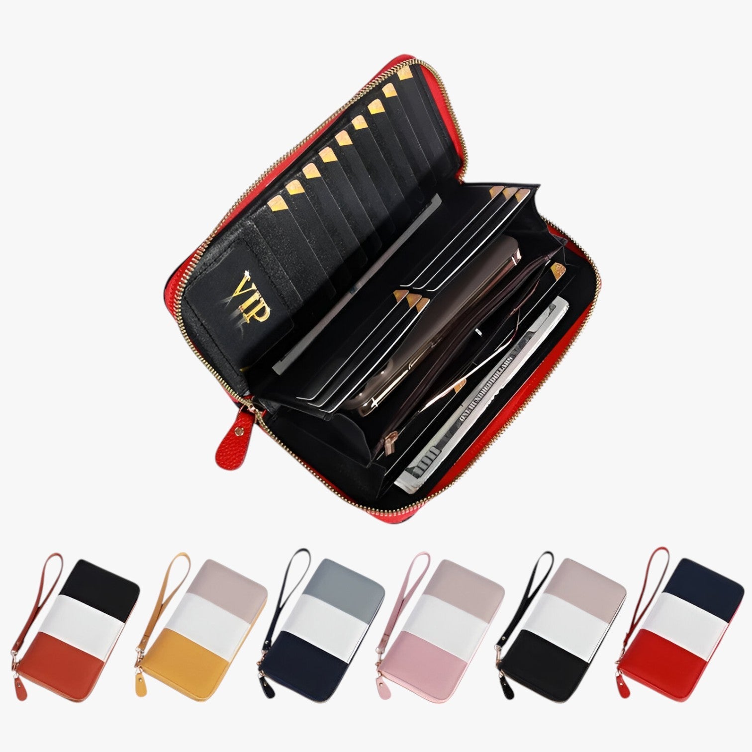 Portafoglio di lusso in pelle tricolore - protezione RFID e spazioso - - pelle portafoglio portafoglio pelle protezione rfid spazioso tricolore wallet wallets womens wallet - Concept Palermo