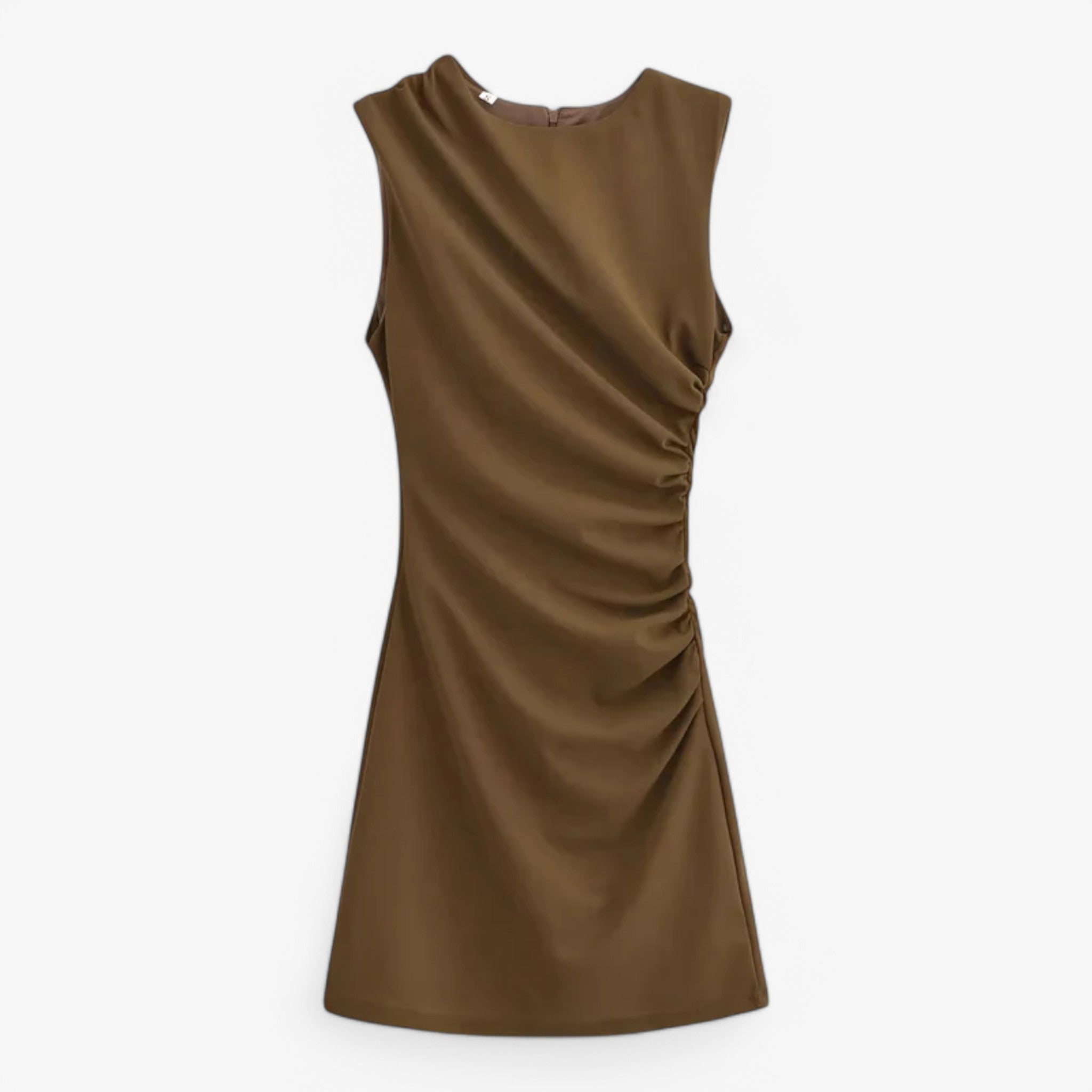Abito arricciato - Sofisticato e alla moda Donna - Marrone - abito abito arricciato alla arricciato donna dresses moda sofisticato - Concept Palermo