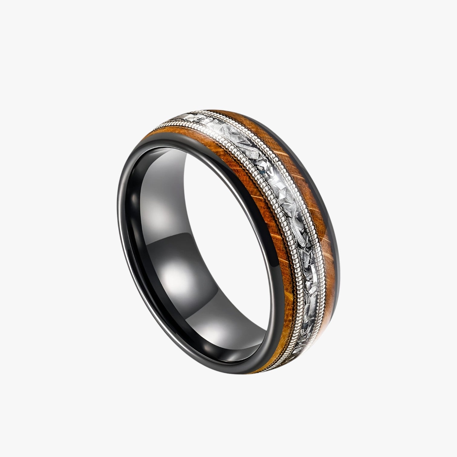 Anello di legno con corde di chitarra e accenti di botti di whisky Uomo - - accenti anello anello legno botti chitarra corde jewelry legno mens accessory mens ring Rings - Concept Palermo