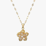 Ketting met gouden bloem en draaiende zirkonia voor dames