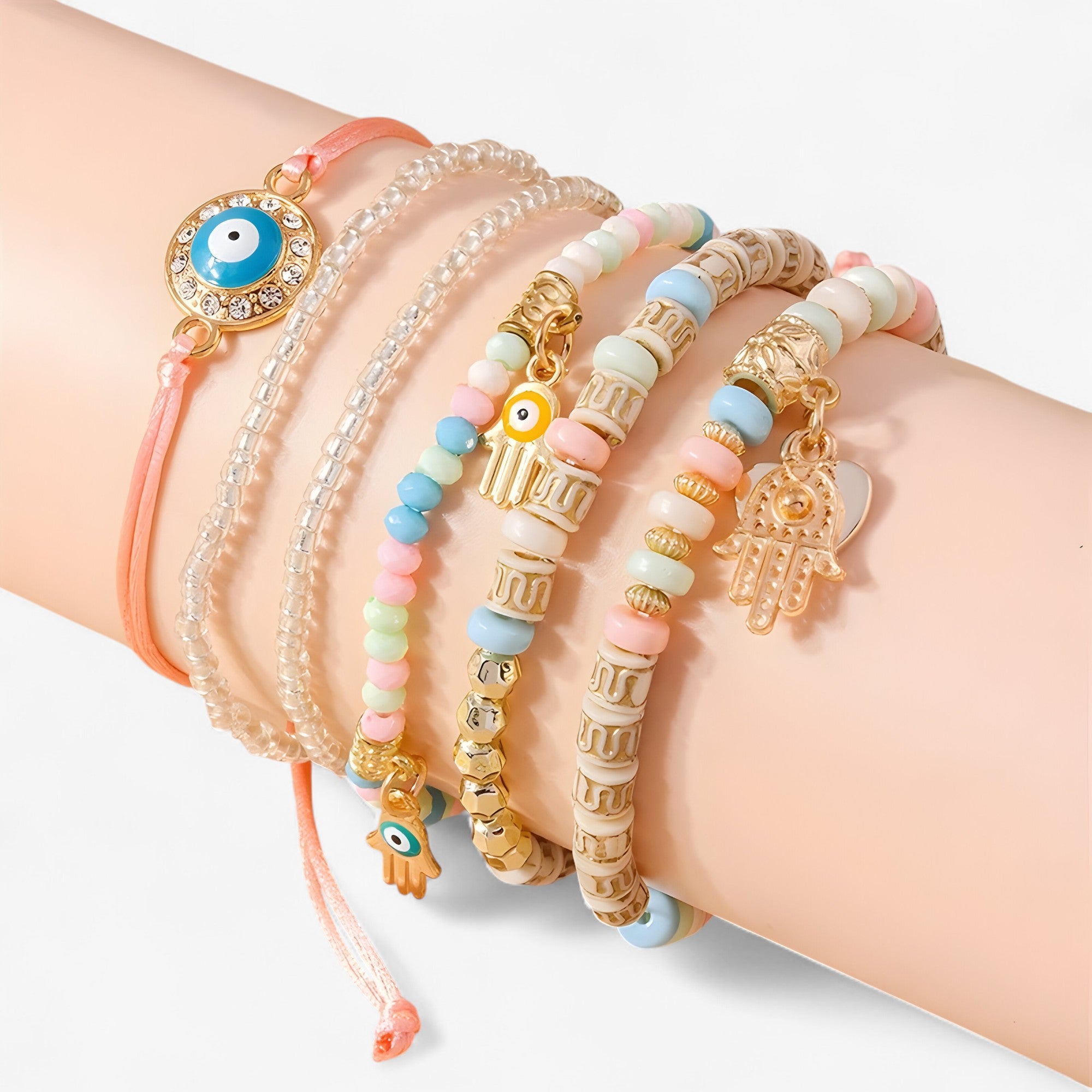 Braccialetto di perline multi-stile Charmed Essence con accenti Mano di Fatima - - accenti braccialetto braccialetto perline CHANGE charmed essence fatima Jewellery jewelry mano - Concept Palermo