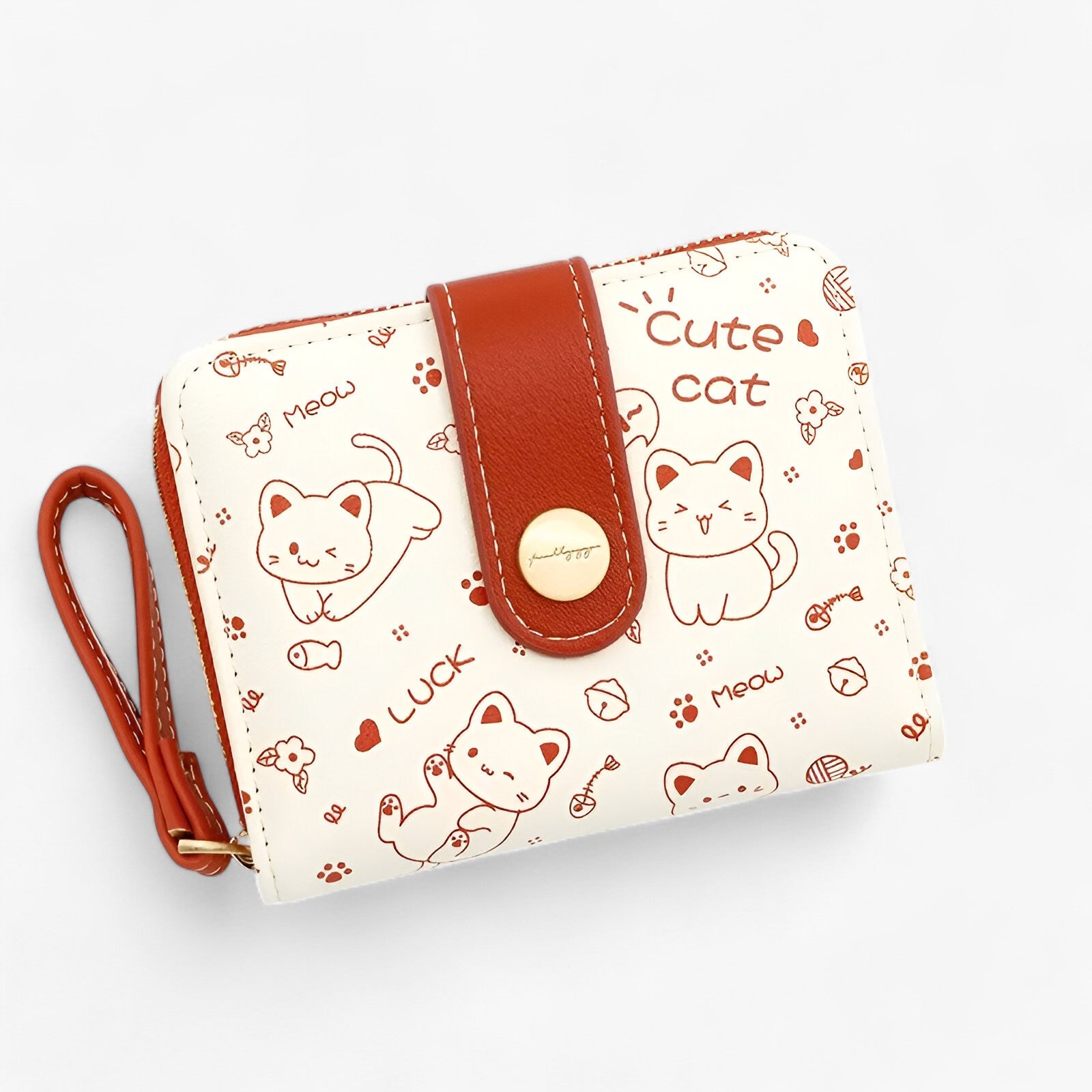 Portafoglio Donna con Gattine - Compatto e Multifunzionale - Rosso - compatto donna gattine multifunzionale portafoglio portafoglio donna wallet wallets womens wallet - Concept Palermo