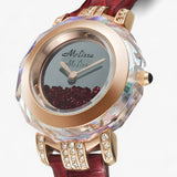 Orologio da donna con cristalli austriaci e movimento al quarzo giapponese Pelle