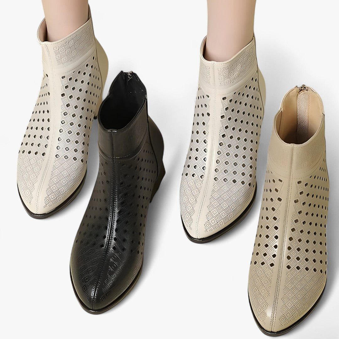 Stivaletti Donna Neri in Vera Pelle con Tacco Alto Eleganti, Punta Tonda - - donna estivi pelle punta schoenen shoes stivaletti stivaletti estivi tacco - Concept Palermo