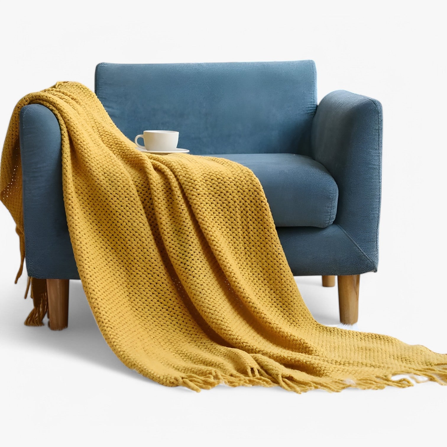 Plaid lavorato a maglia accogliente – morbido, caldo e stiloso con frange Uomo - Giallo - accogliente bedroom caldo frange Home home & garden lavorato maglia plaid plaid lavorato - Concept Palermo